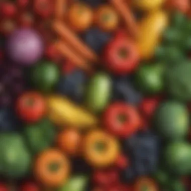 Fresh Produce: A Daily Source of Vital Nutrients Fresh fruits and vegetables arranged artistically