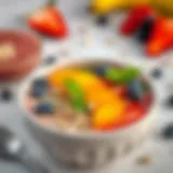 Delicious dairy-free smoothie bowl topped with fruits and seeds