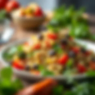 A colorful plate of quinoa salad with fresh vegetables and herbs
