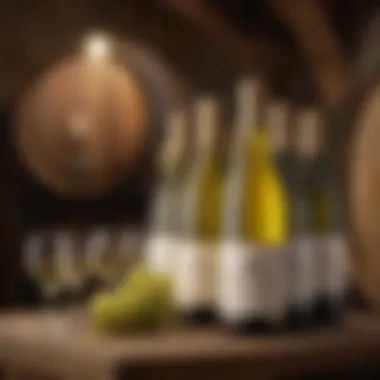 An elegant wine cellar displaying various bottles of Chardonnay