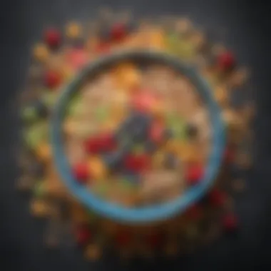 Colorful Healthy Cereal Bowl A vibrant bowl of assorted healthy cereals showcasing various grains and fruits