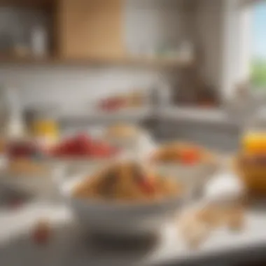 A visually appealing display of healthy cereal options arranged on a kitchen countertop