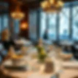 Sophisticated Dining Atmosphere Elegant dining setup at Delmonico Steakhouse showcasing fine tableware and ambiance