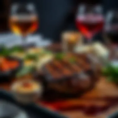 A perfectly grilled Delmonico steak served with gourmet sides