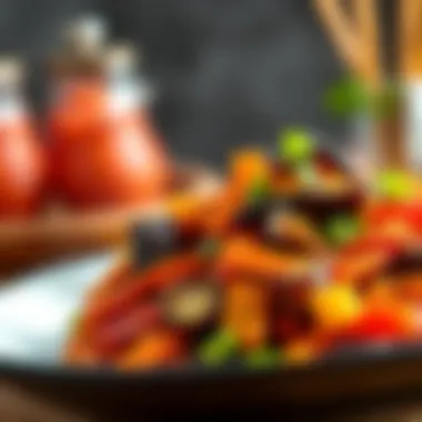 A hearty vegetable stir-fry with vibrant colors and textures