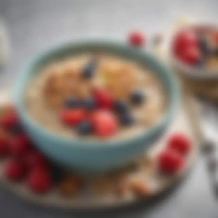 An inviting bowl of oatmeal topped with fresh berries and nuts, representing a wholesome breakfast choice for digestive health.