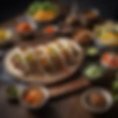 Inviting Dining Experience with Korean Tacos A beautifully styled dining table set for enjoying Korean beef tacos with an inviting atmosphere