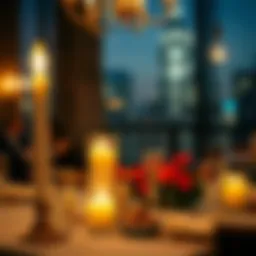 Intimate candlelit dinner setting