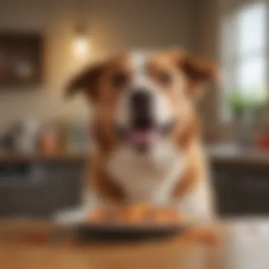 A happy dog enjoying a meal enhanced with tasty toppers.