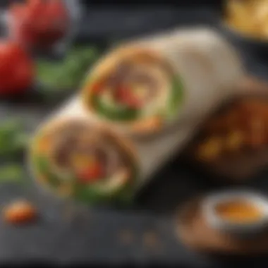 A delicious wrap filled with various ingredients and garnished