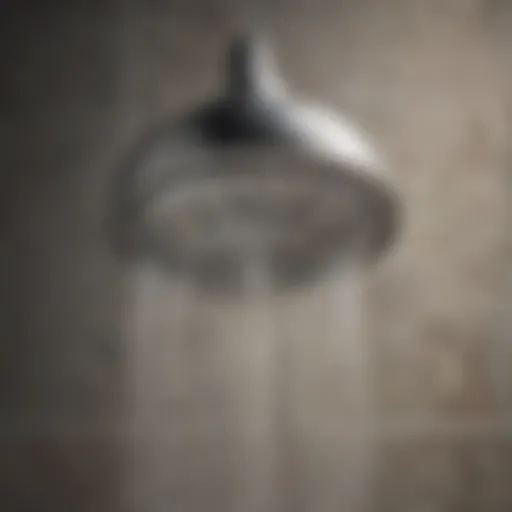 Close-up of a shower head with visible limescale buildup