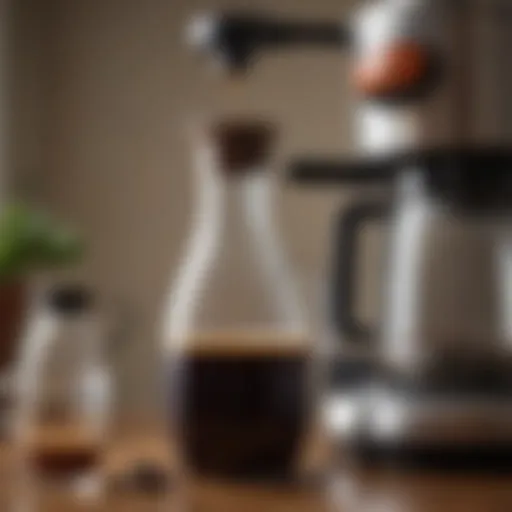 Vinegar bottle next to a coffee maker