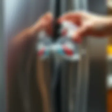 Cleaning solution being applied to a stainless steel surface