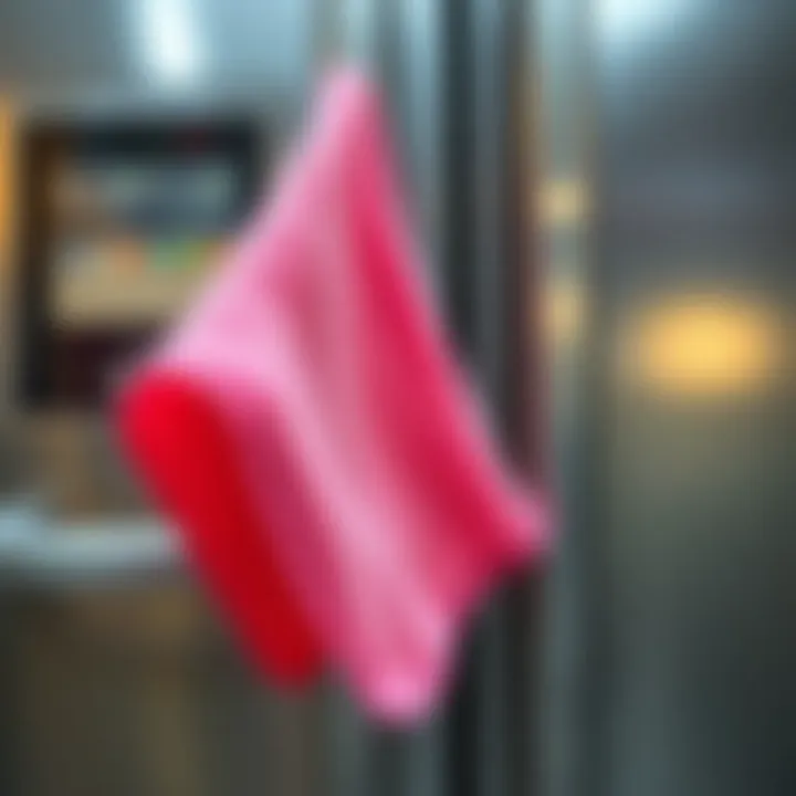 Microfiber cloth used for cleaning stainless steel appliances