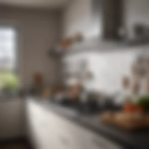 A well-organized kitchen showcasing various cookware neatly arranged for easy access.