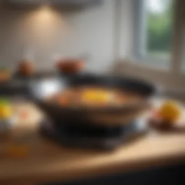 Sleek Design of an Electric Skillet A sleek electric skillet showcasing its non-stick surface and temperature control settings.