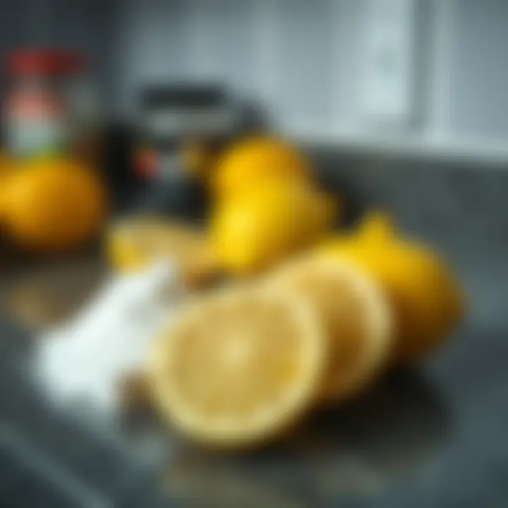 Combining Natural Deodorizers for Optimal Results Sliced lemons and baking soda on a kitchen counter.