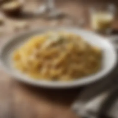 Fettuccine pasta twirled with a fork