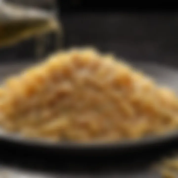 Parmesan cheese grated over a plate of pasta