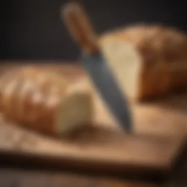 Versatile serrated knife against fresh bread