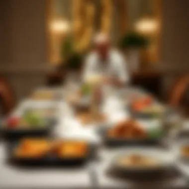 Elegant Culinary Spread An elegant table setting featuring an array of Jacques Pépin's culinary creations.