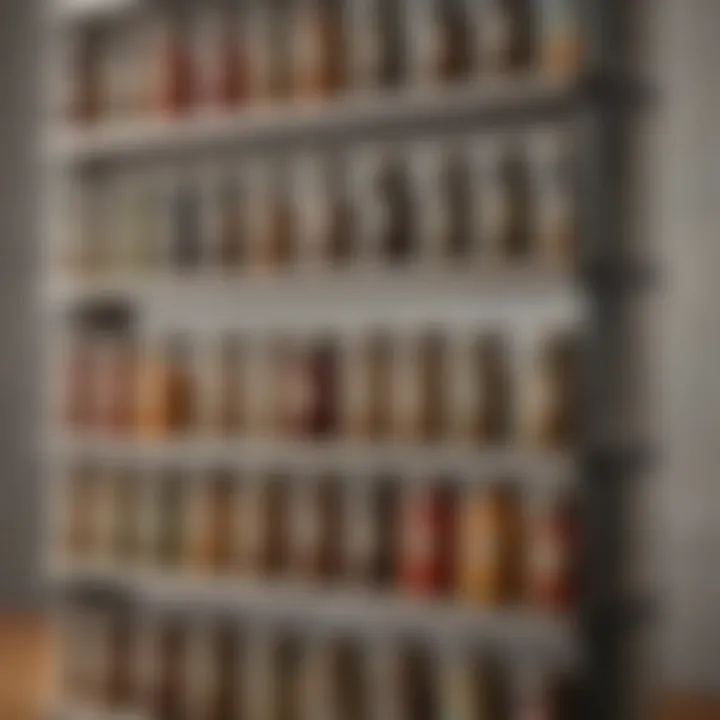 A beautifully arranged spice rack displaying jars filled with various spices, ready to enhance any dish.