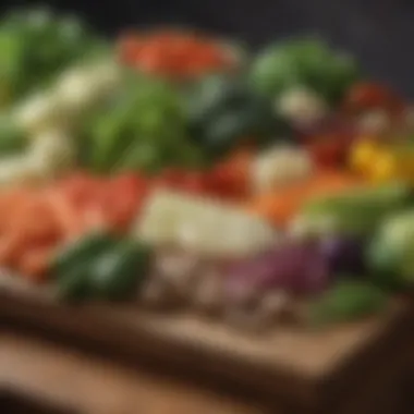 Fresh vegetables arranged on a wooden table