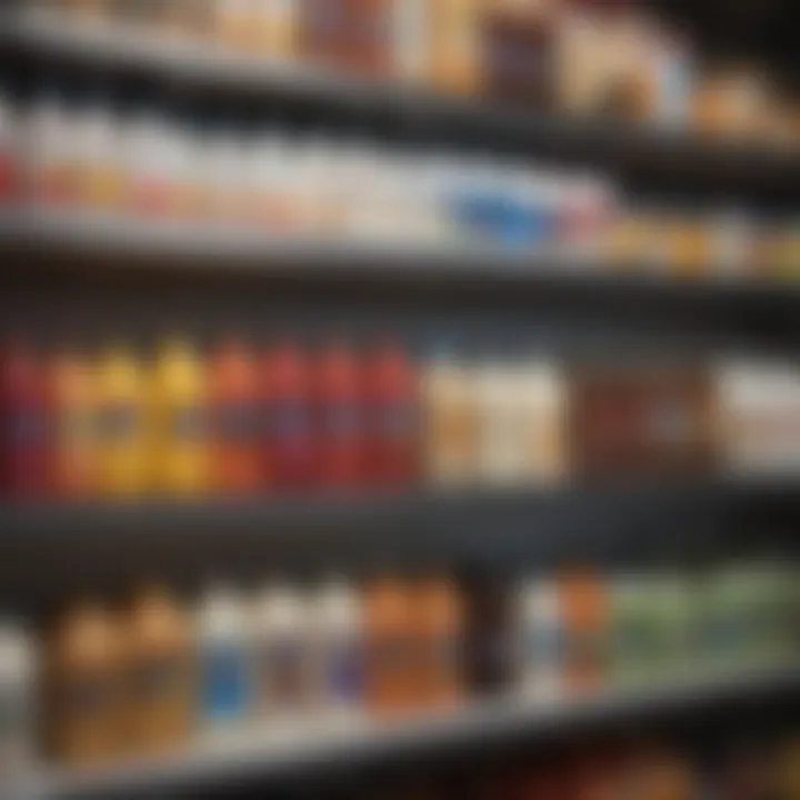 A selection of dairy and dairy alternatives lined up on a shelf