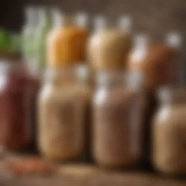 A variety of grains and legumes in glass jars for easy access