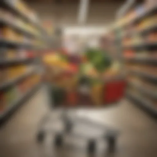 A well-organized grocery cart filled with fresh produce and pantry essentials