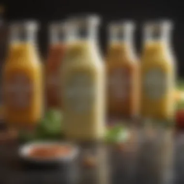 An assortment of homemade salad dressings, emphasizing low-carb options.