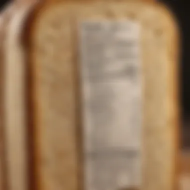 Close-up of nutritional information on bread packaging