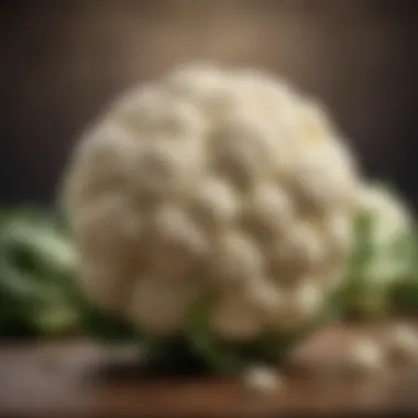 Fresh cauliflower with health benefits listed around it