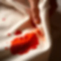 Close-up of tomato stain on fabric