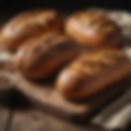 Traditional English bread loaves on a wooden table