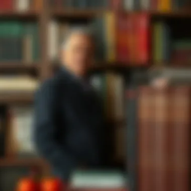 A bookshelf filled with Bourdain's works