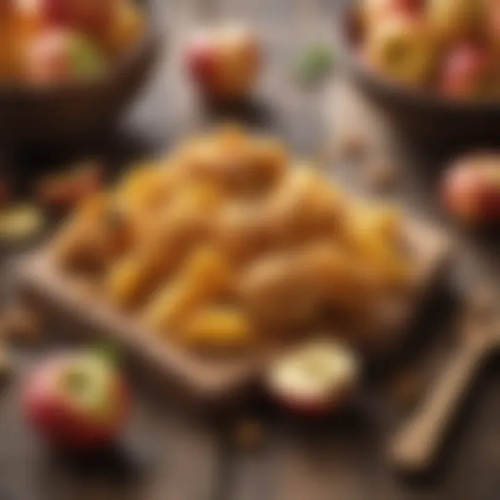 Fresh apples and honeycomb arranged artfully on a rustic wooden surface.