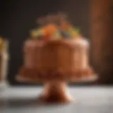 Glistening copper cake topper artfully placed on a beautifully decorated cake