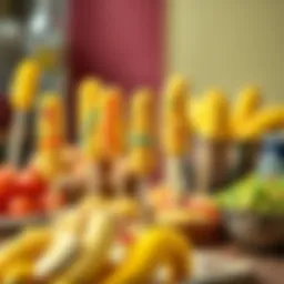Vibrant display of banana pop its in various culinary setups
