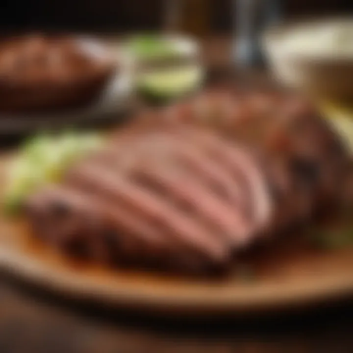 A close-up of tender barbacoa meat served in a traditional setting