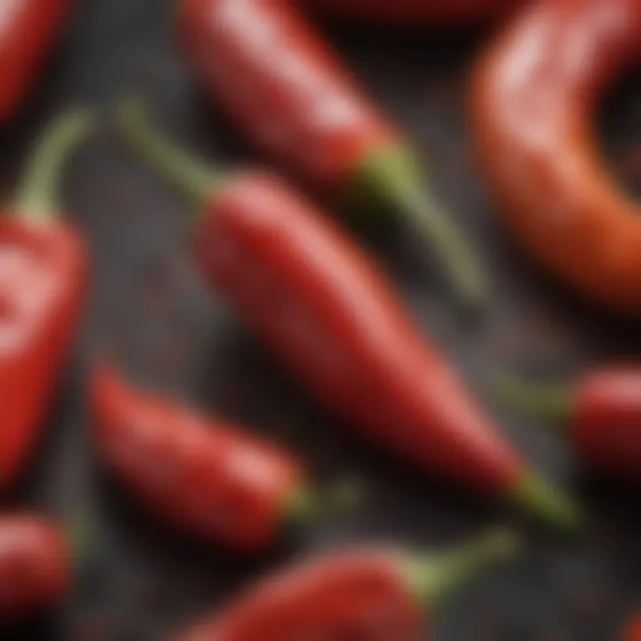 A close-up of fiery chili peppers highlighting their vibrant red hue.