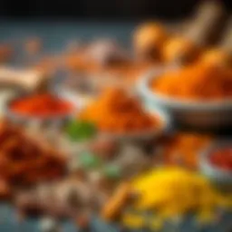 A vibrant assortment of spices used in Nashville hot chicken seasoning