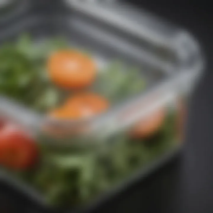 Close-up view of a glass container showcasing its airtight lid