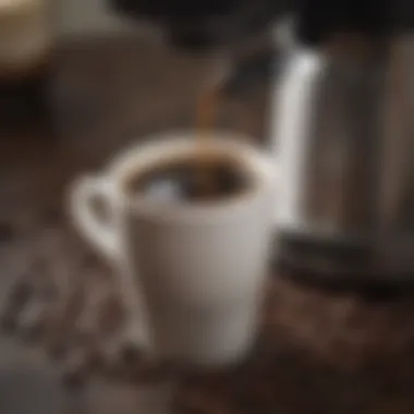 Close-up of freshly brewed coffee from a Keurig machine