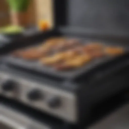 A close-up view of the Blackstone gas griddle showcasing its sturdy construction and design.