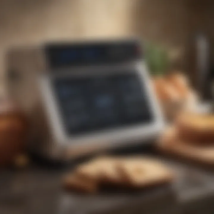 A close-up of the bread maker's control panel with various settings.