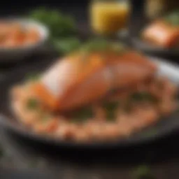 Gourmet dish featuring Bumble Bee canned salmon garnished with fresh herbs