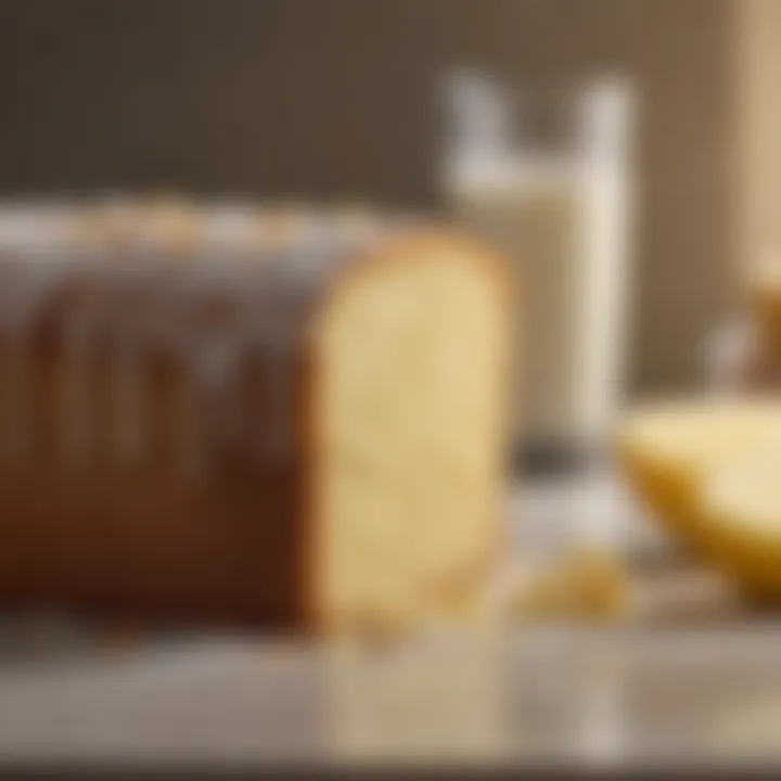 Ingredients used in butter pound cake mix displayed attractively on a countertop.