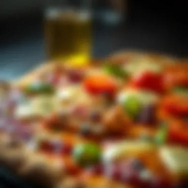 A close-up view of a chicken pizza highlighting the interplay of flavors