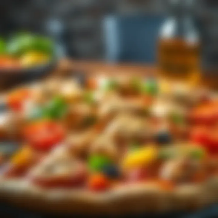 A vibrant array of chicken pizza toppings showcasing fresh ingredients